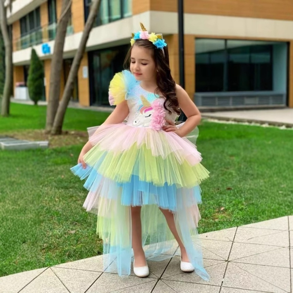 Baby Clothing Us - Vestido de fiesta de unicornio arcoíris