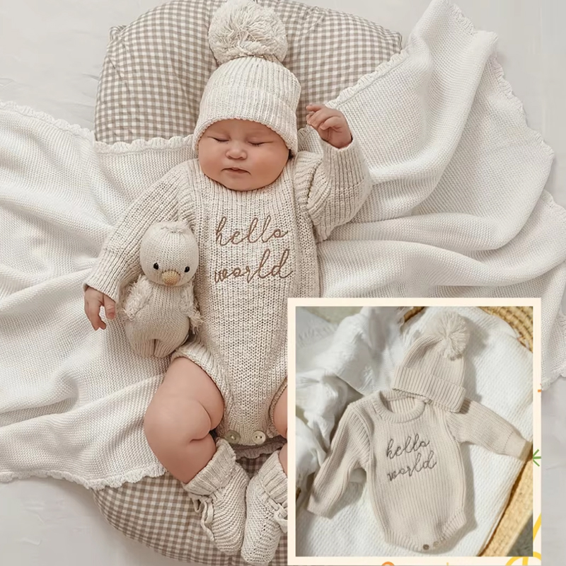 Baby Clothing Onesies - Ylsteed Hello World-Pelele tejido para fotografía
